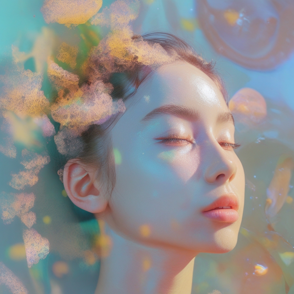 Primer plano abstracto de ojos cerrados de una persona en reposo con iluminación suave y cálida lateral, expresión serena, representando el ejercicio consciente de parpadeo lento para la hidratación y descanso de la superficie ocular